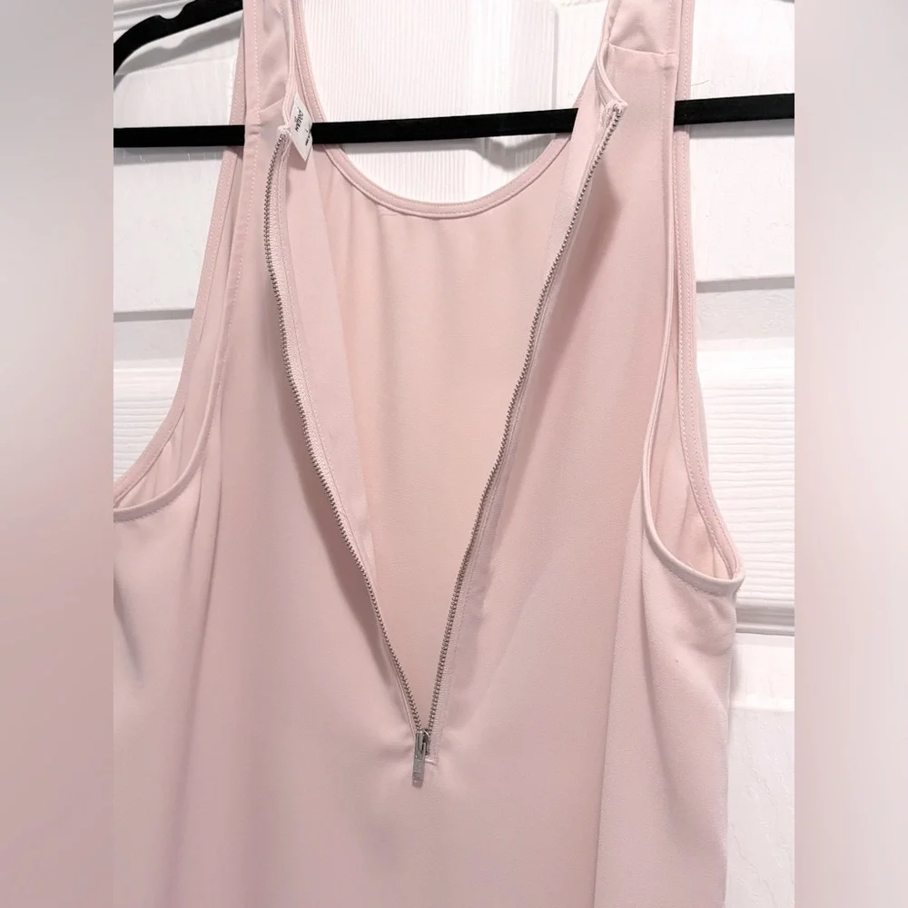 Aritzia Wilfred Sevres Sleeveless Blouse Tank Top Pink Rose Zip Back Size Large - Picture 9 of 12